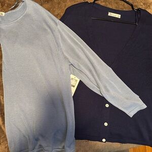 Bundle(navy cardigan and light blue thin sweater) nwt